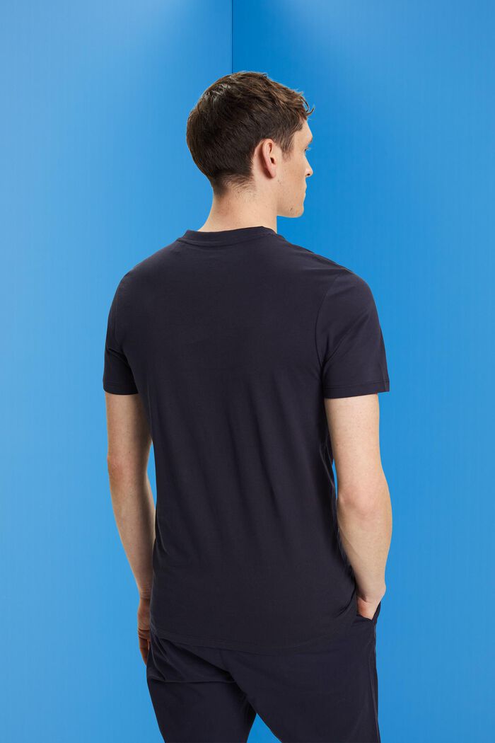 V-ringad T-shirt i bomull med smal passform, NAVY, detail image number 3