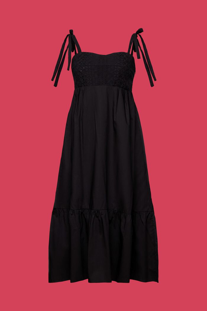 Midiklänning med brodyr, LENZING™ ECOVERO™, BLACK, detail image number 5