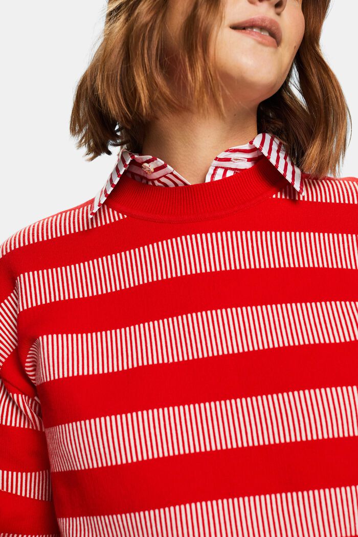 Rundringad tröja med jacquardränder, RED, detail image number 3