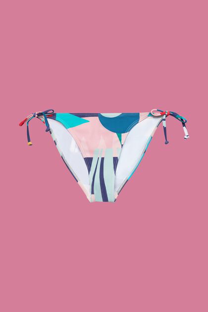 Bikinitrosa med flerfärgat tryck med knytning i sidan