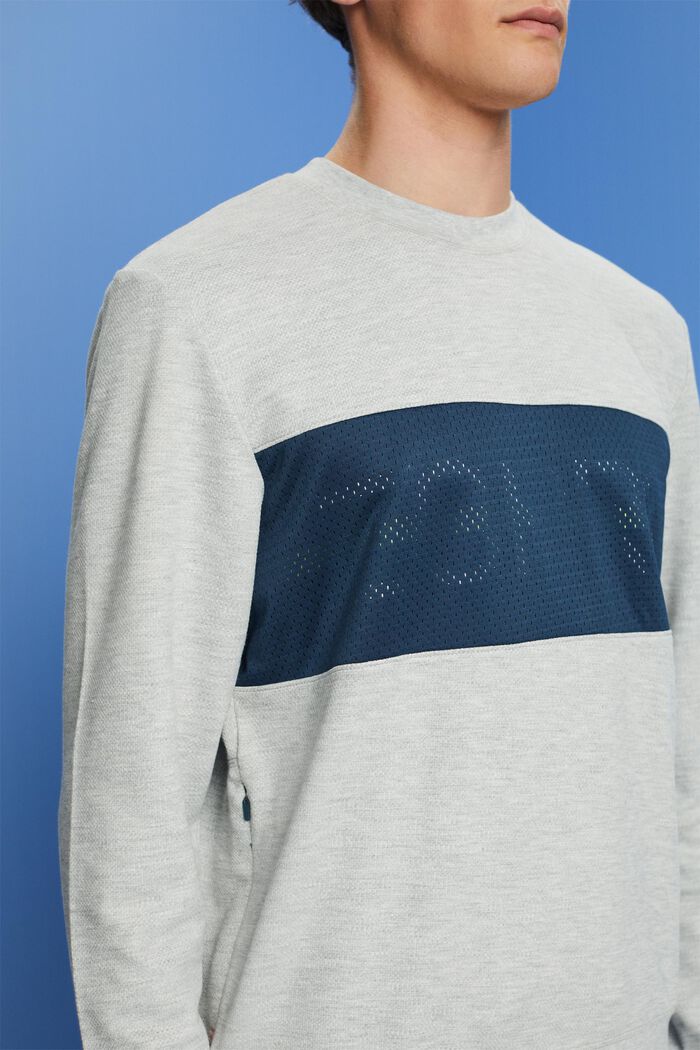 Sweatshirt i fleece med logo i mesh, LIGHT GREY, detail image number 2