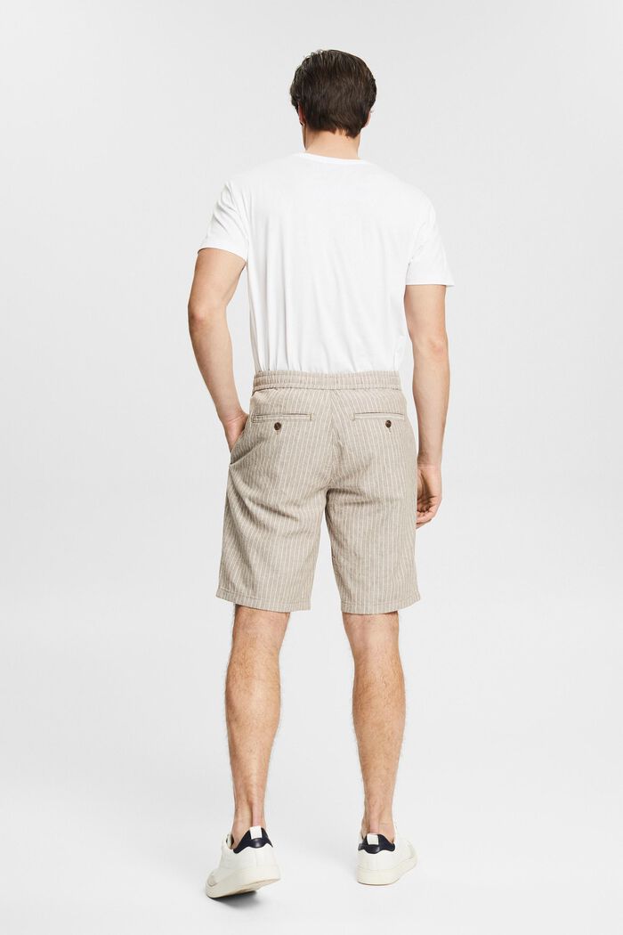 Med linne: shorts med kritstrecksränder, BEIGE, detail image number 3