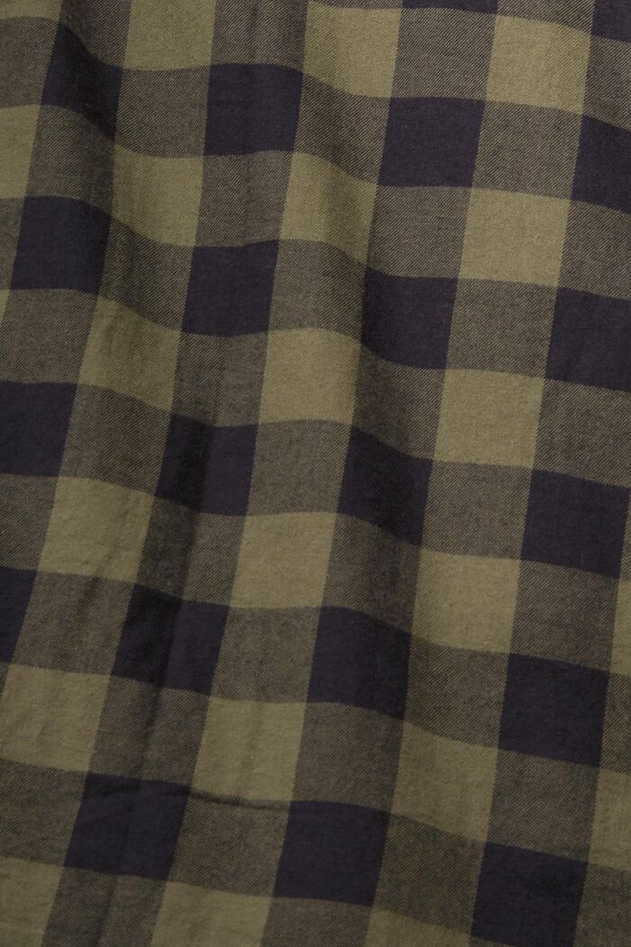 Vichyrutig flanellskjorta i hållbar bomull, KHAKI GREEN, detail image number 1