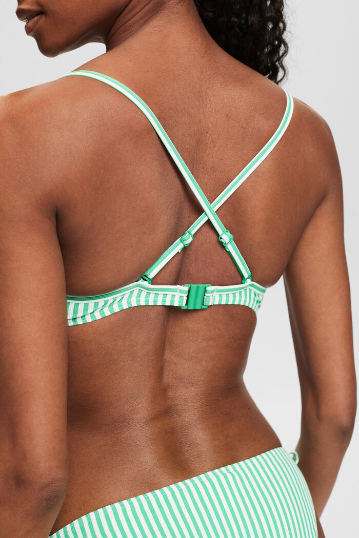 Randig vadderad bikiniöverdel, GREEN, detail image number 1