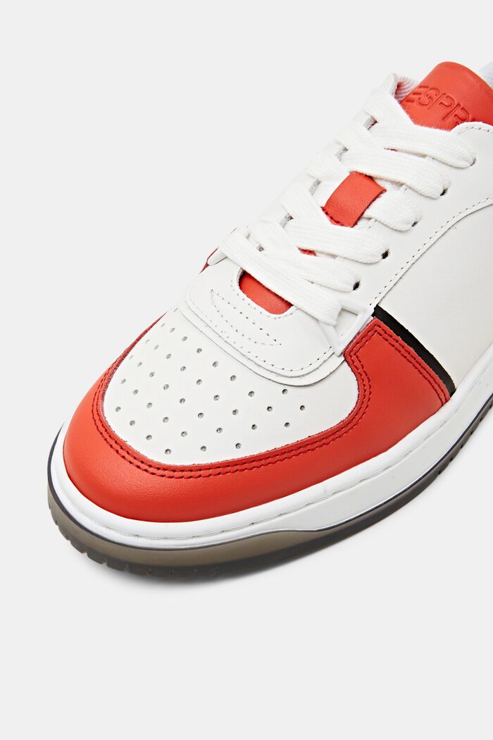 Sneakers i skinn med snörning, CORAL RED, detail image number 3