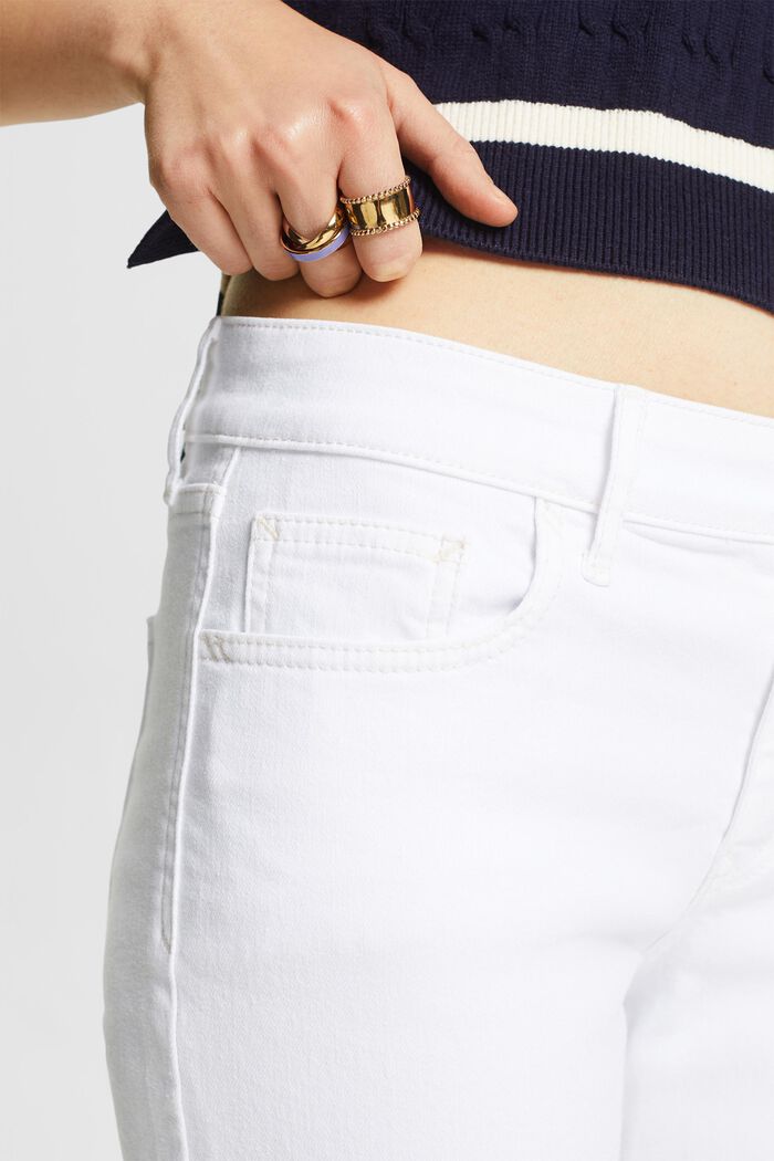 Smala jeans med medelhög midja, WHITE, detail image number 4