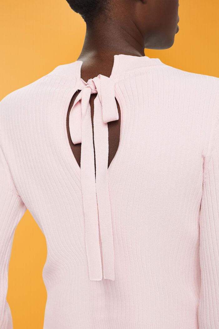 Rundringad tröja med färgblock, PINK, detail image number 2
