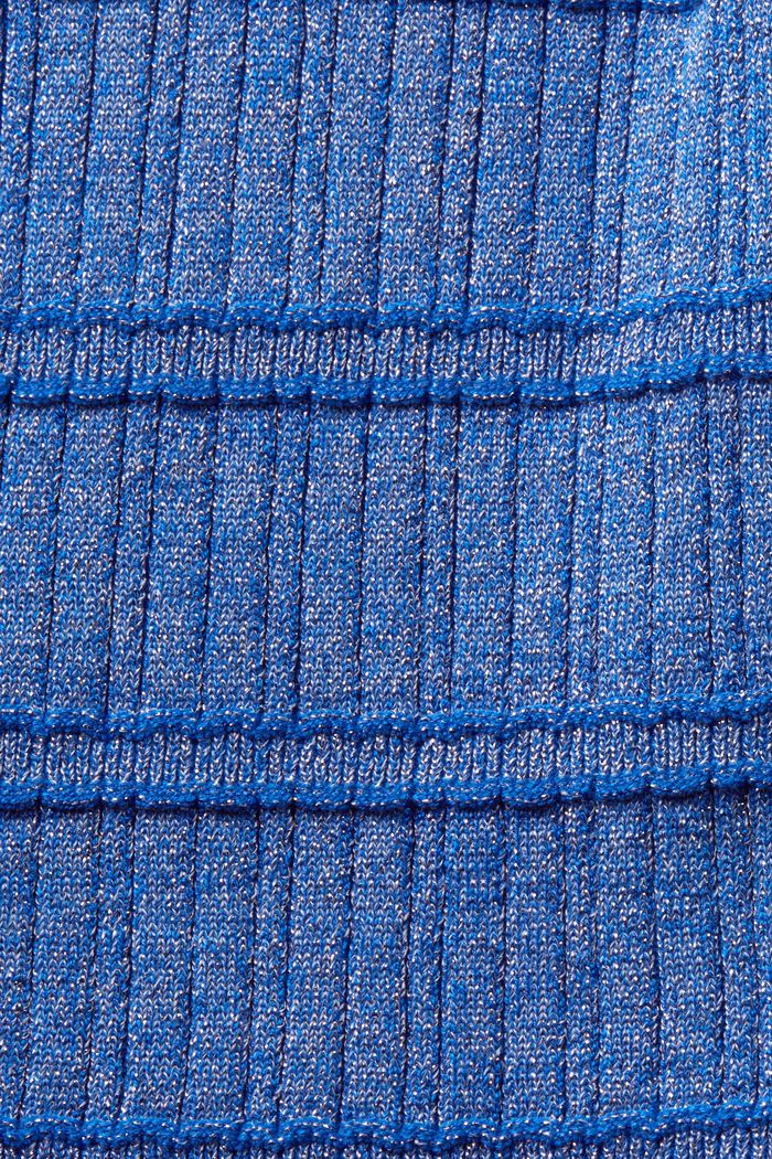 Ärmlös tröja i metallicgarn med halvpolo, BRIGHT BLUE, detail image number 4