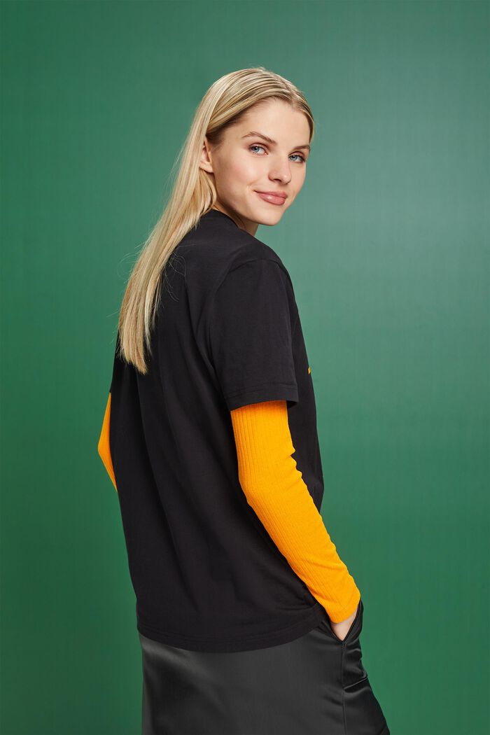 T-shirt i bomullsjersey med logo, unisexmodell, BLACK, detail image number 4