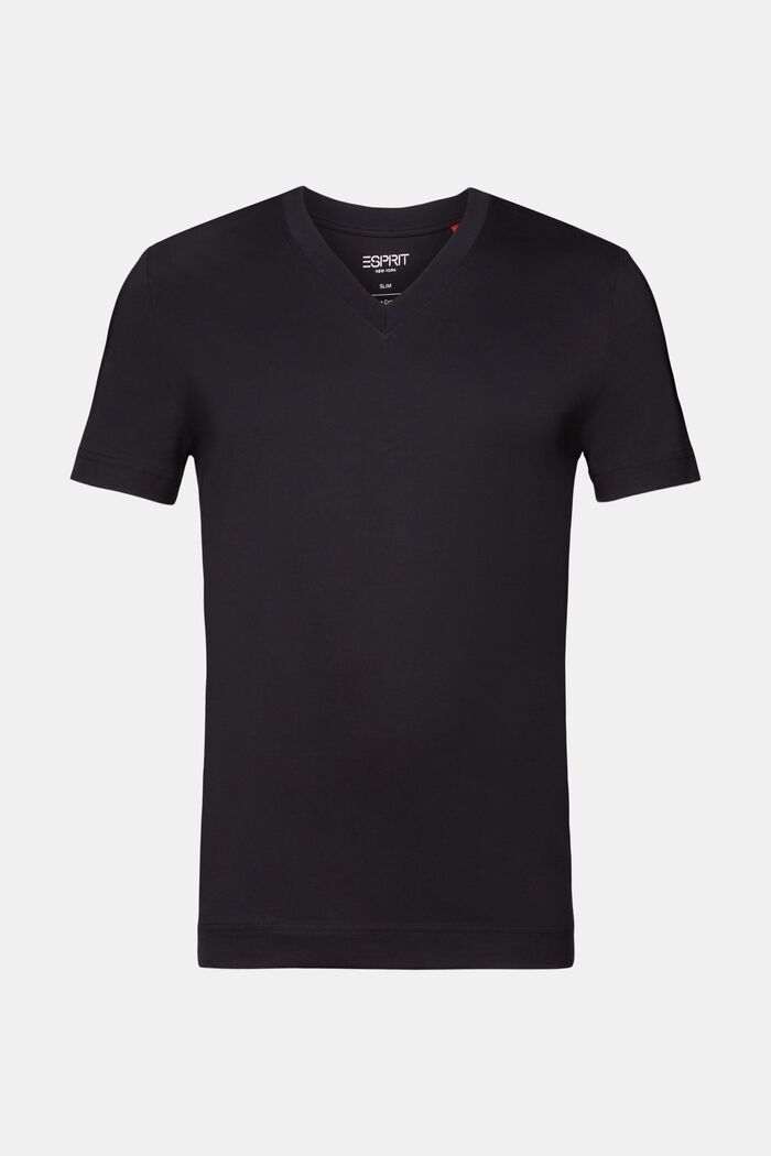 V-ringad T-shirt i jersey, 100% bomull, BLACK, detail image number 6