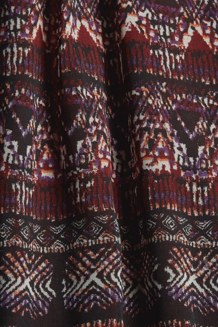 Återvunnet material: chiffongklänning med etnotryck, GARNET RED, detail image number 4