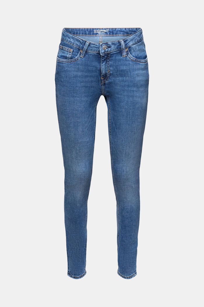 Återvunnet: mid-rise skinny fit stretch jeans, BLUE MEDIUM WASHED, detail image number 6