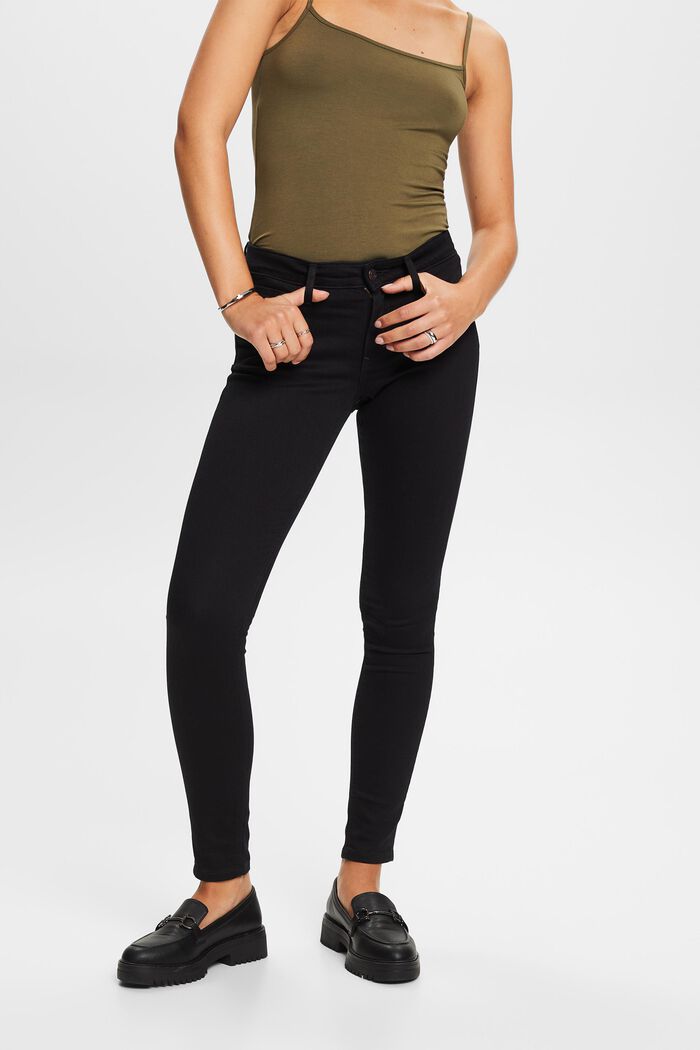 Återvunnet: mid-rise skinny fit stretch jeans, BLACK RINSE, detail image number 0