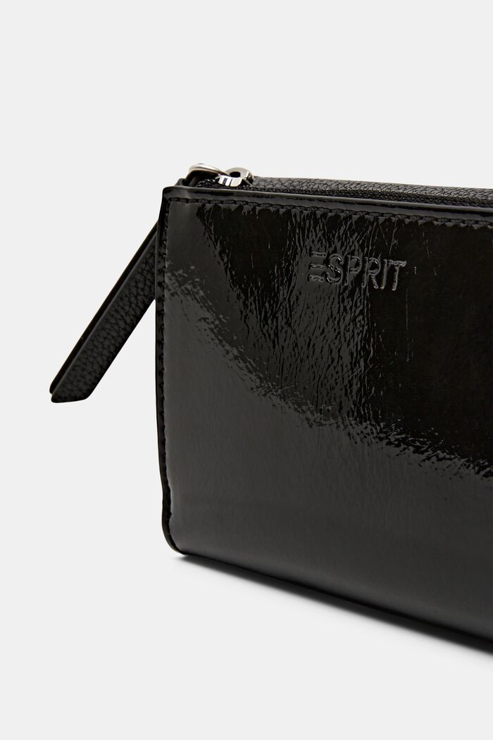 Glansig plånbok med viklock, BLACK, detail image number 1