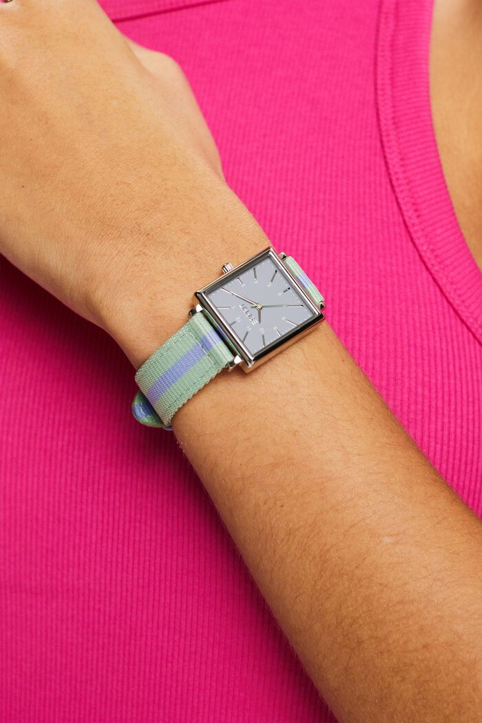 Klocka med vävt armband, rostfritt stål, SILVER, detail image number 2
