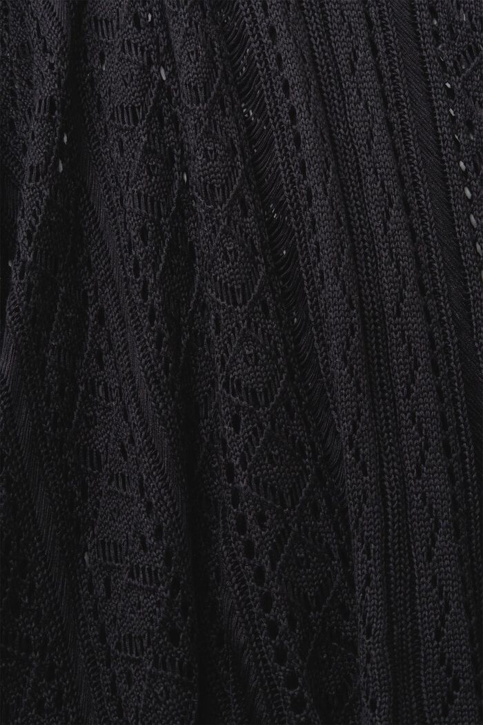 Virkad poncho med knytning i sidorna, BLACK, detail image number 3