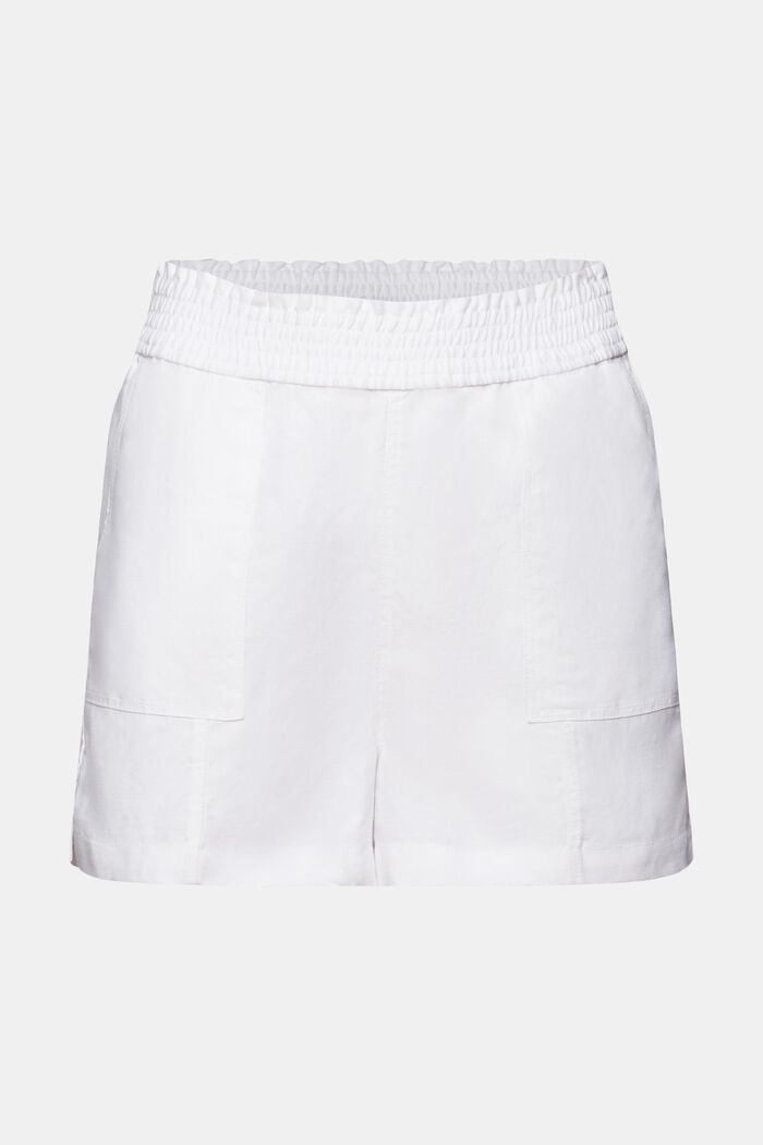 Pull-on shorts, linneblandning, WHITE, detail image number 7