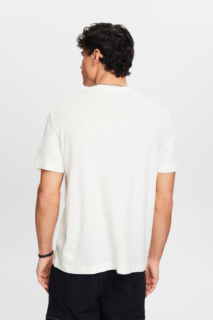 T-shirt i bomull-linnemix, OFF WHITE, detail image number 2