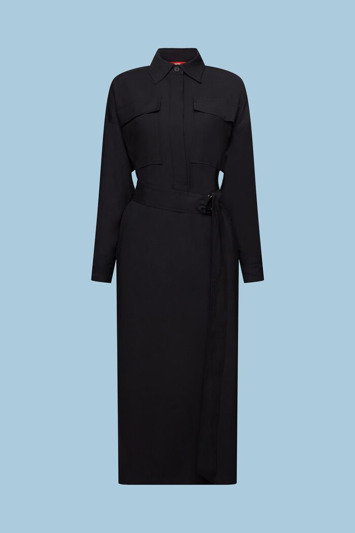 Oversize skjortklänning i midilängd, BLACK, detail image number 5