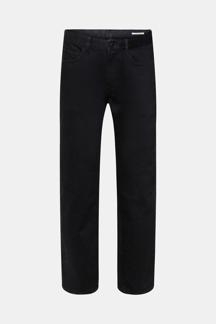 Jeans med raka ben av hållbar bomull, BLACK DARK WASHED, detail image number 7