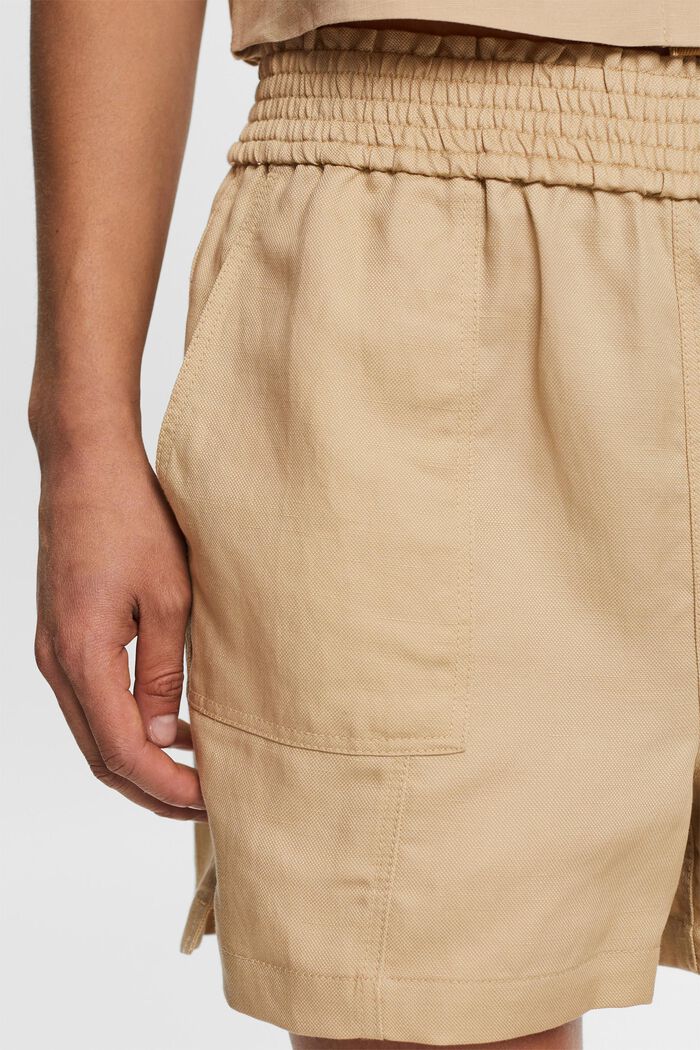 Pull-on shorts, linneblandning, SAND, detail image number 2