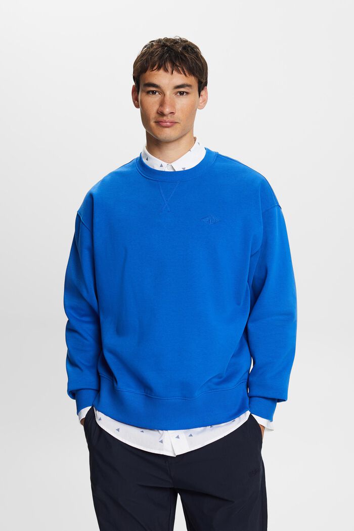 Sweatshirt med logobroderi, BRIGHT BLUE, detail image number 0