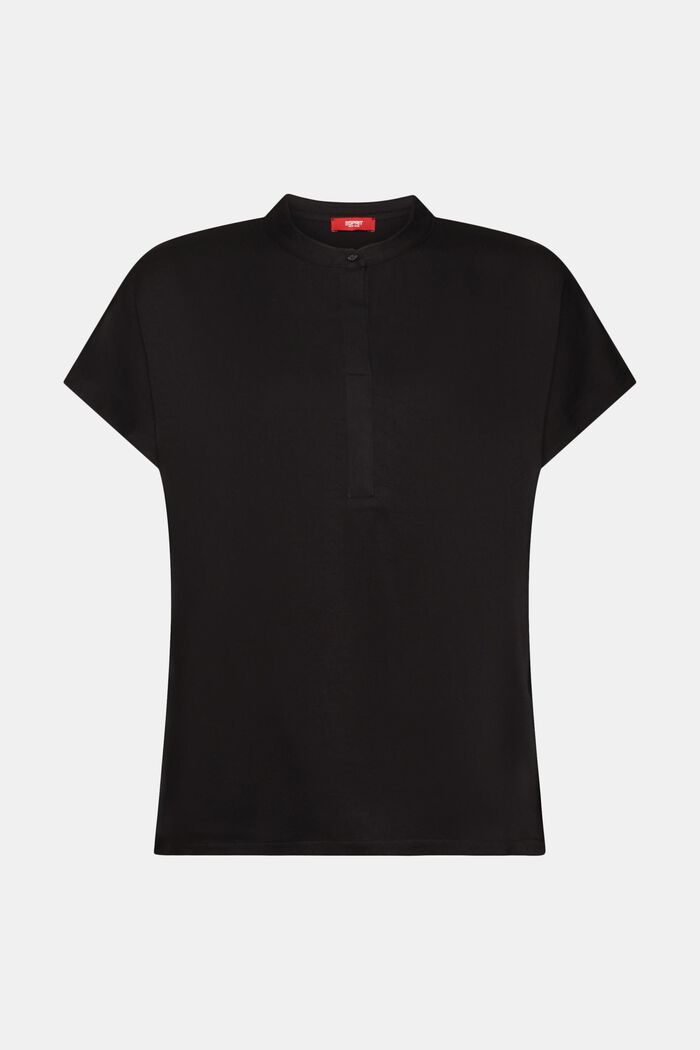 T-shirt i materialmix, BLACK, detail image number 6