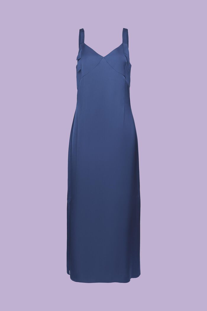 Midilång axelbandsklänning i satin, GREY BLUE, detail image number 7