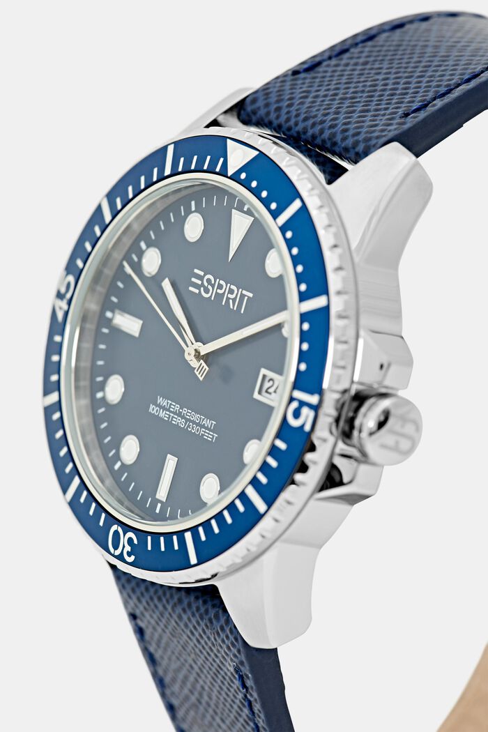 Klocka i rostfritt stål med skinnarmband, BLUE, detail image number 1