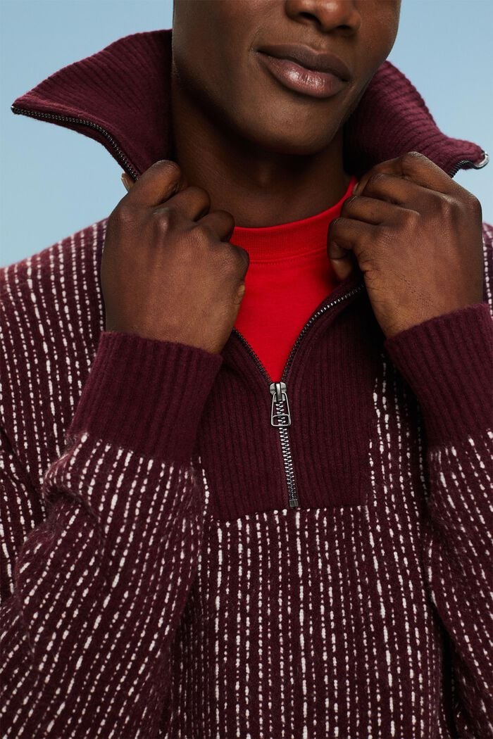 Långärmad Troyer-tröja, BORDEAUX RED, detail image number 3