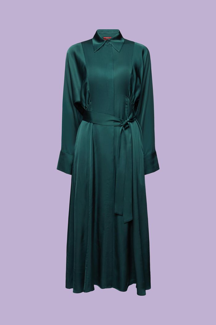 Klänning i satin med skärp, EMERALD GREEN, detail image number 6