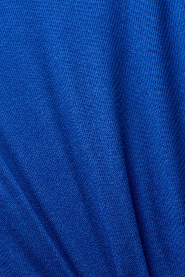 Ribbad V-ringad T-shirt, BRIGHT BLUE, detail image number 4