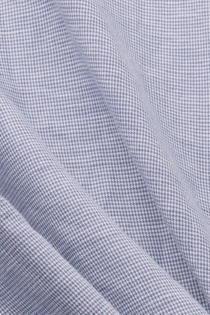 Kortärmad skjorta i linnemix med hundtandsmönster, BLUE, detail image number 6