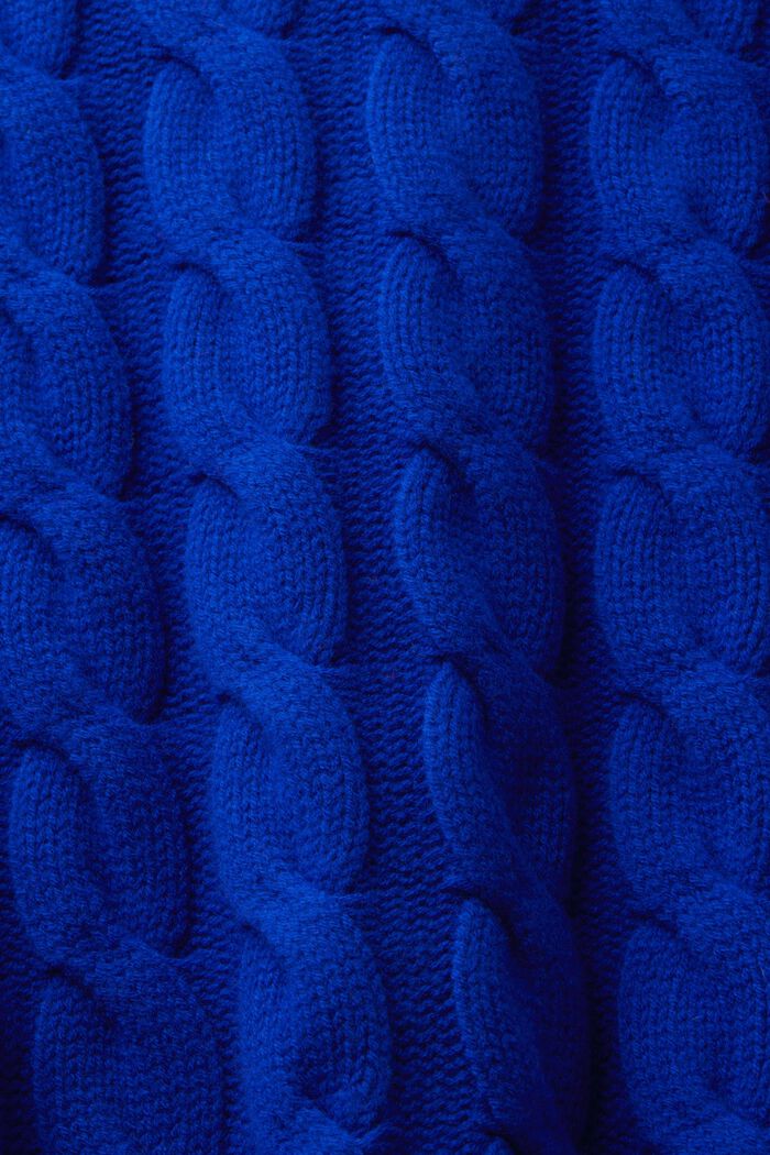 Kabelstickad tröja i ull, DARK BLUE, detail image number 5