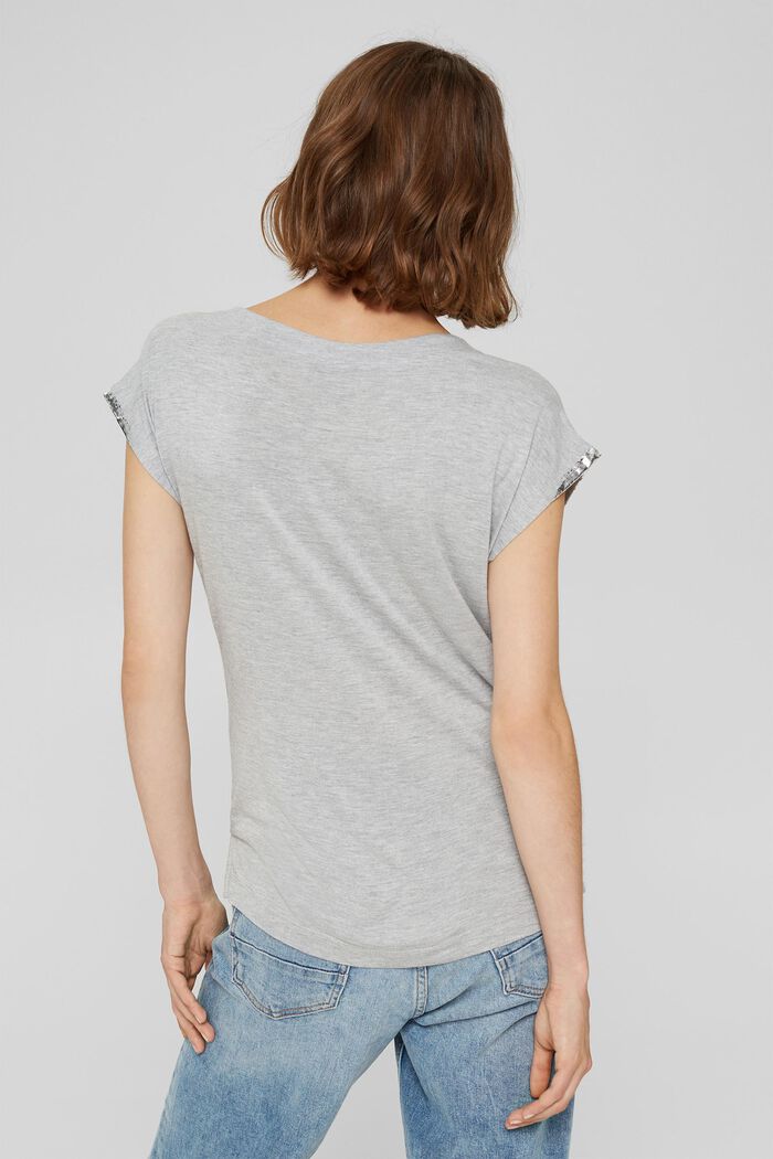 T-shirt med av metalliceffekt, LENZING™ ECOVERO™, LIGHT GREY, detail image number 3