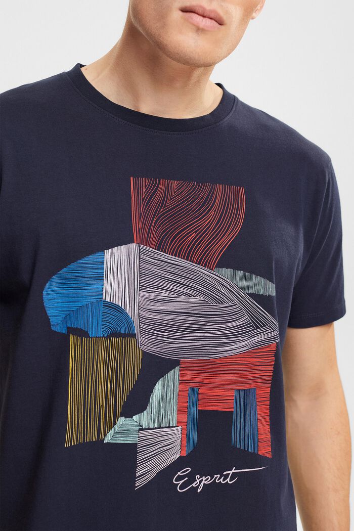 Jersey-T-shirt med tryck fram, NAVY, detail image number 0
