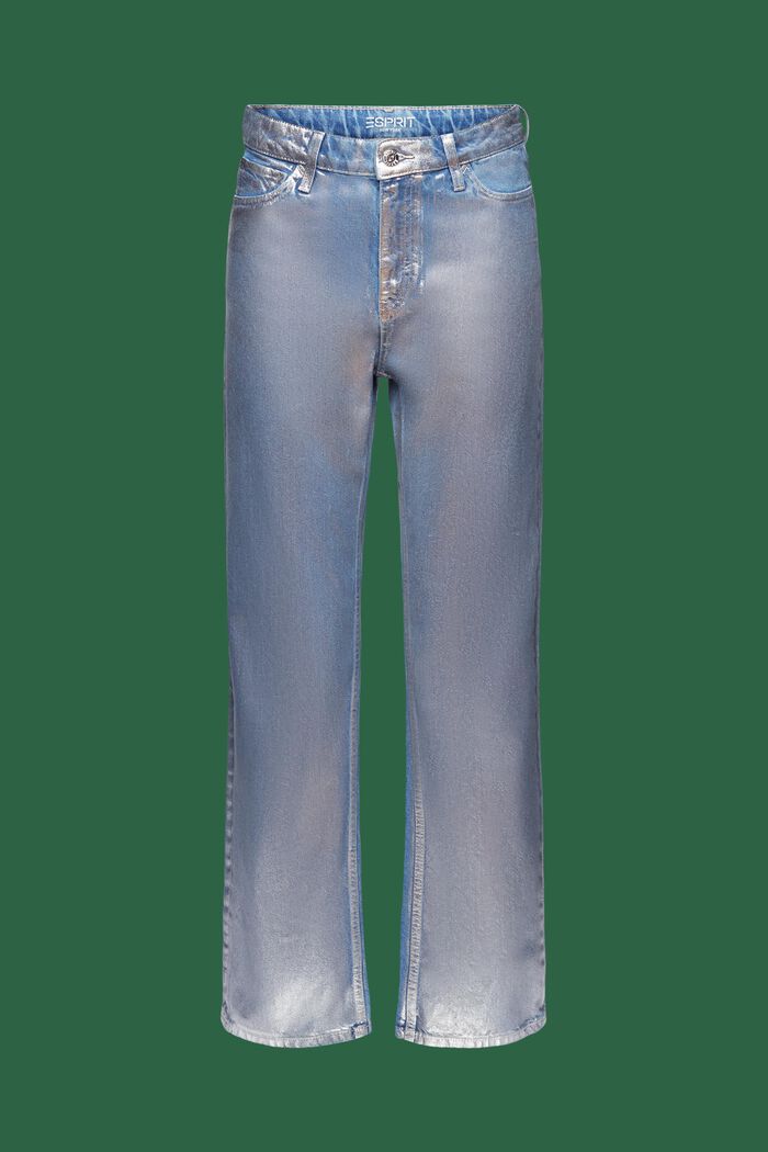 High-rise metallic retro straight jeans, GREY RINSE, detail image number 7