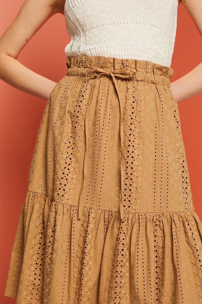 Broderad kjol, LENZING™ ECOVERO™, KHAKI BEIGE, detail image number 2