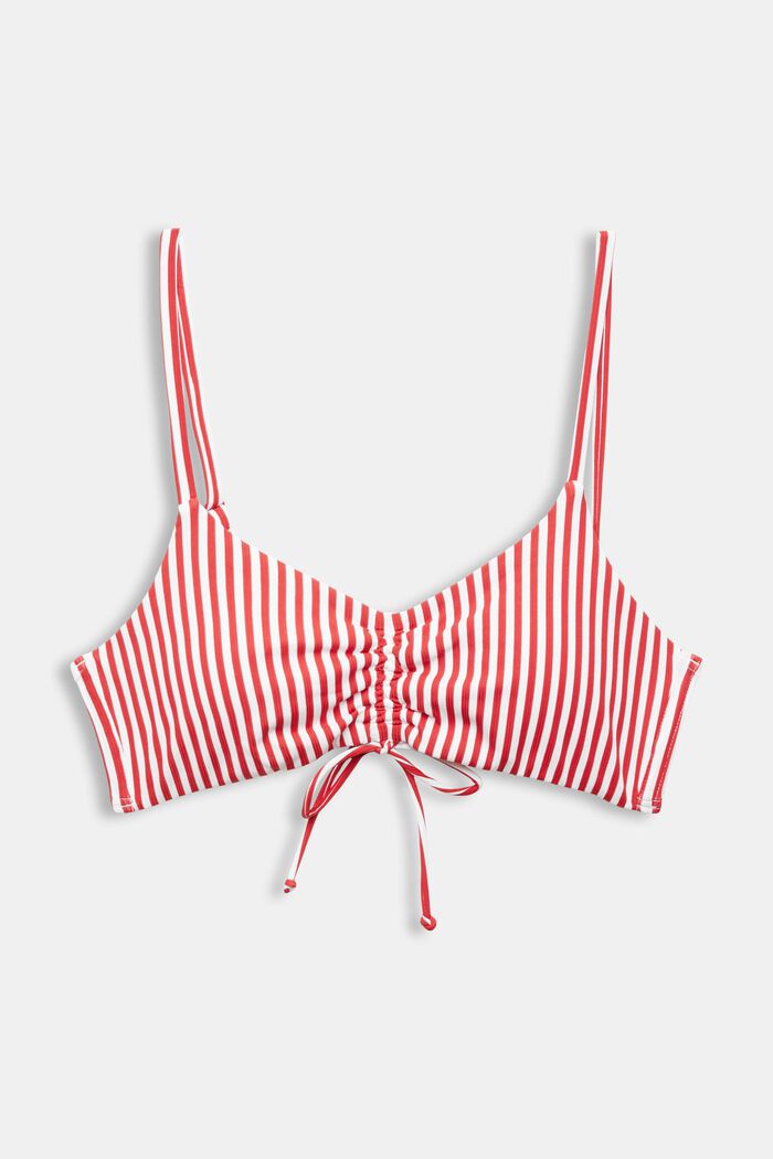 Randig vadderad bikiniöverdel, DARK RED, detail image number 4