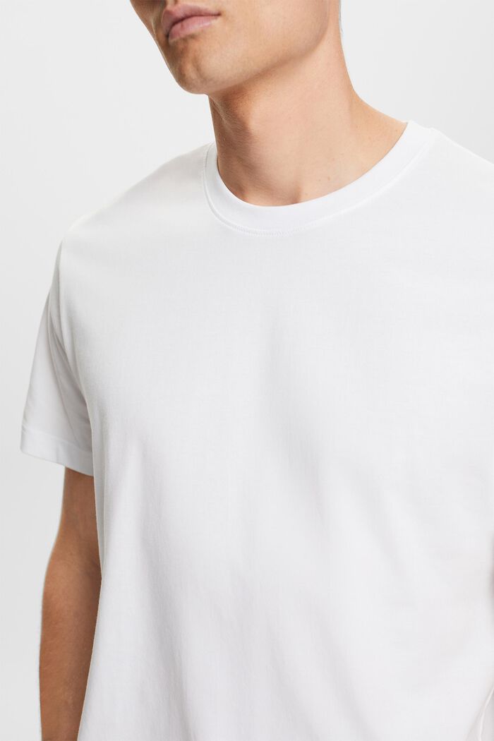 T-shirt i pimabomull-jersey med rund ringning, WHITE, detail image number 2