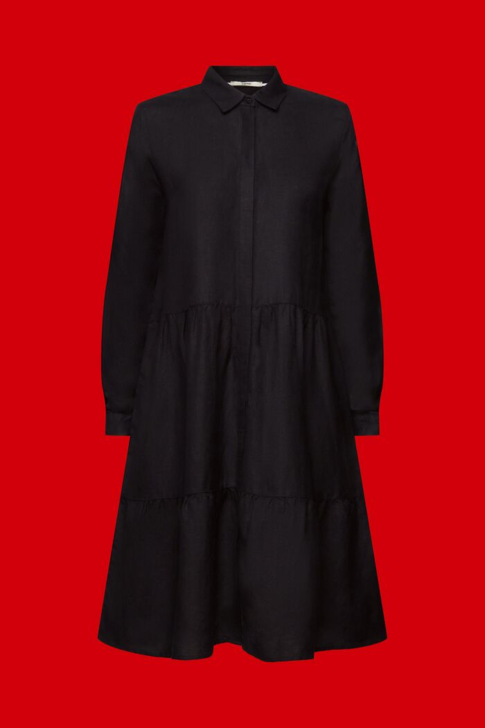 Skjortklänning i minilängd av linnemix, BLACK, detail image number 6