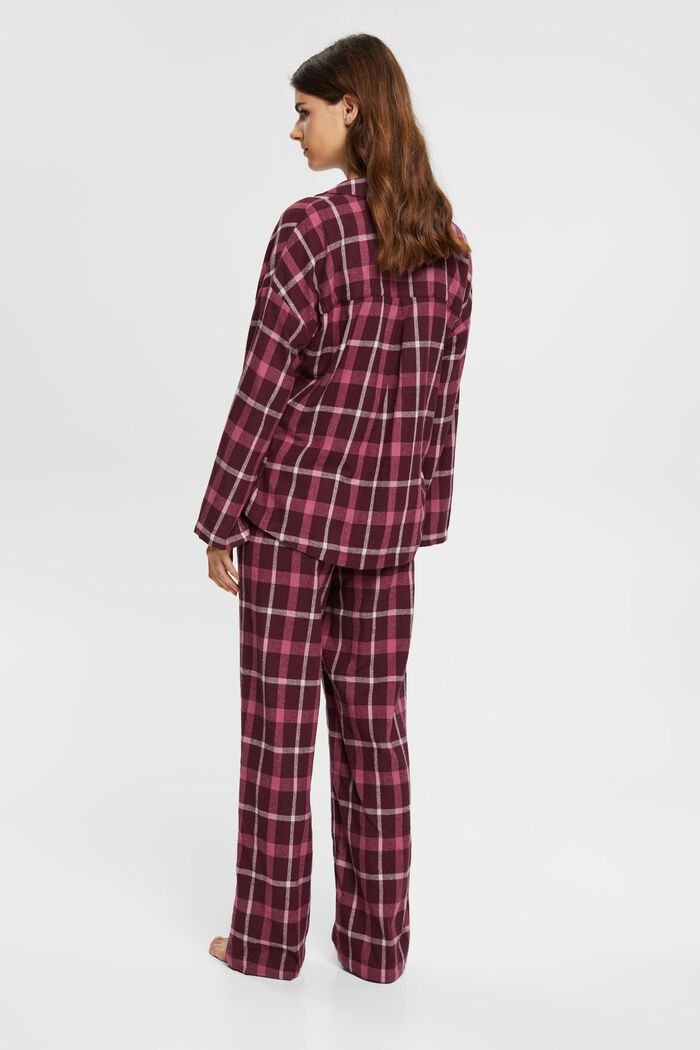 Rutigt pyjamasset i flanell, BORDEAUX RED, detail image number 3