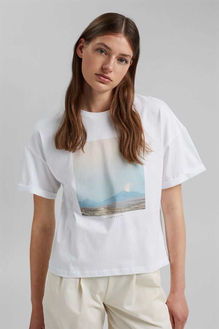 T-shirt med fototryck, 100% bomull, WHITE, detail image number 0