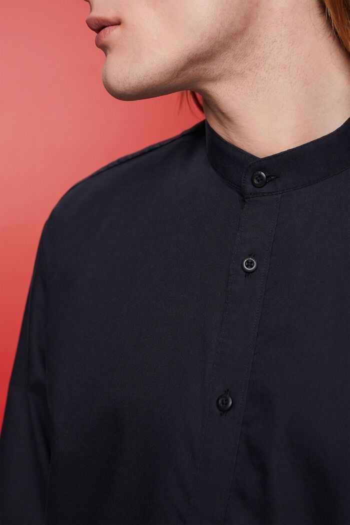 Skjorta med smal passform och ståkrage, BLACK, detail image number 2