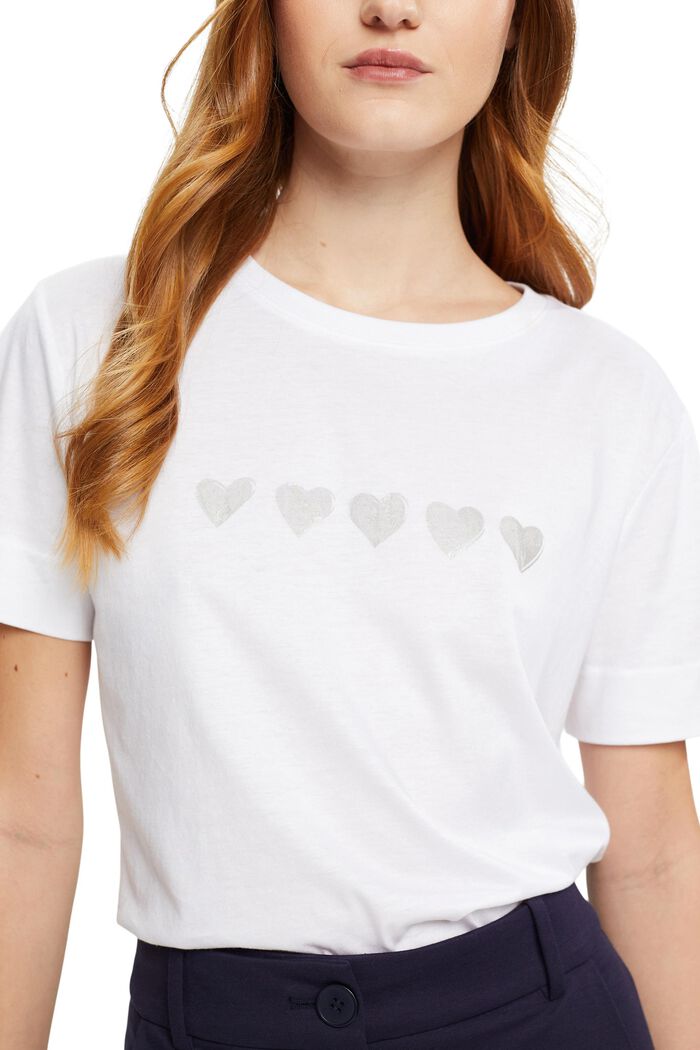 T-shirt med tryck på bröstet, NEW WHITE, detail image number 2