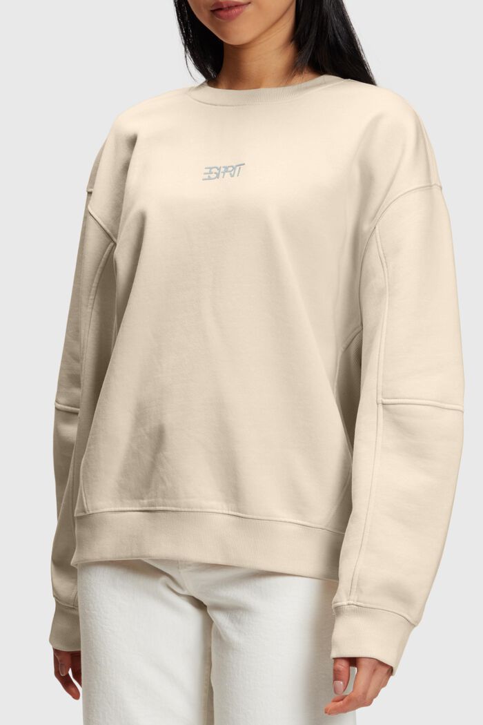 Oversize-sweatshirt med logotryck, CREAM BEIGE, detail image number 0