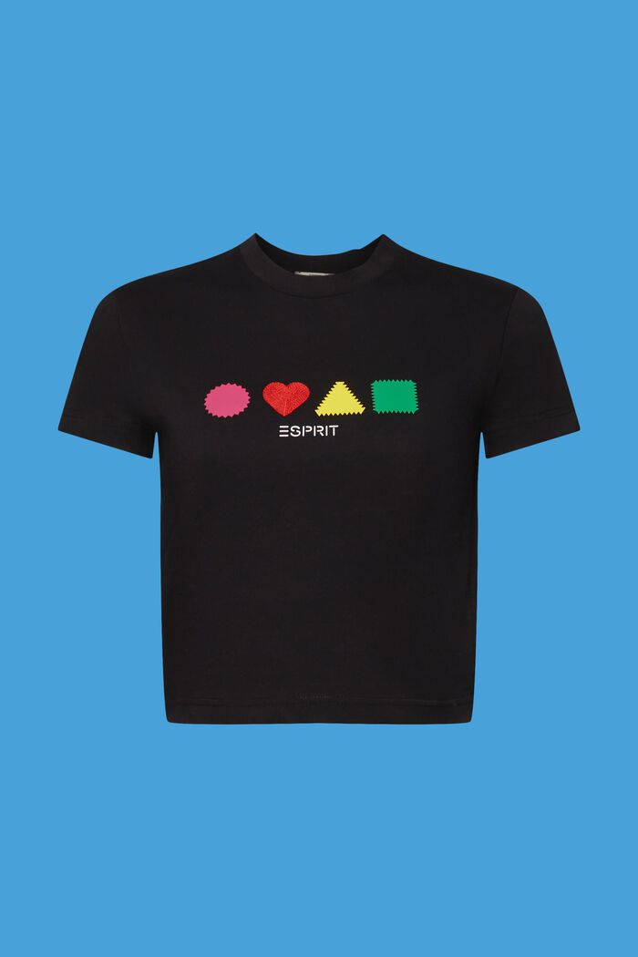 T-shirt i ekobomull med geometriskt tryck, BLACK, detail image number 6