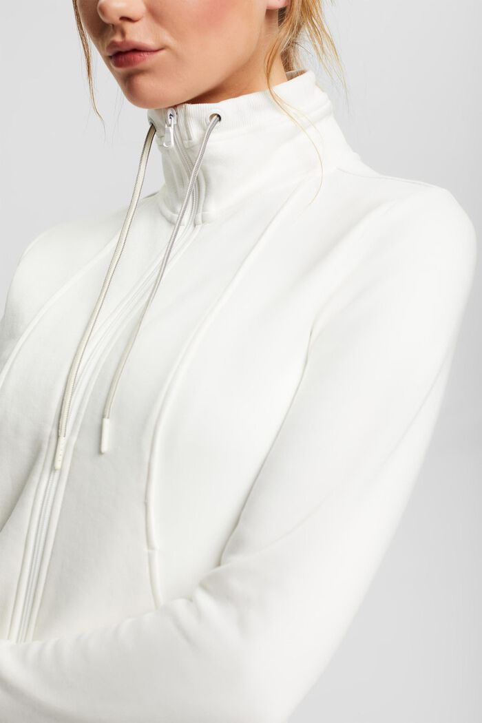 Sweatshirt med dragkedja, bomullsmix, OFF WHITE, detail image number 0