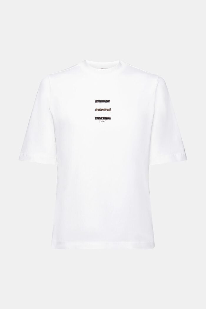 T-shirt med applicerade glittrande stenar, WHITE, detail image number 6