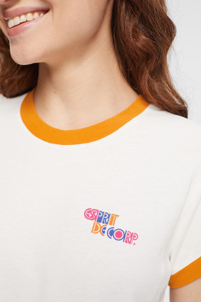 Kort logo-T-shirt, 100% bomull, OFF WHITE, detail image number 4